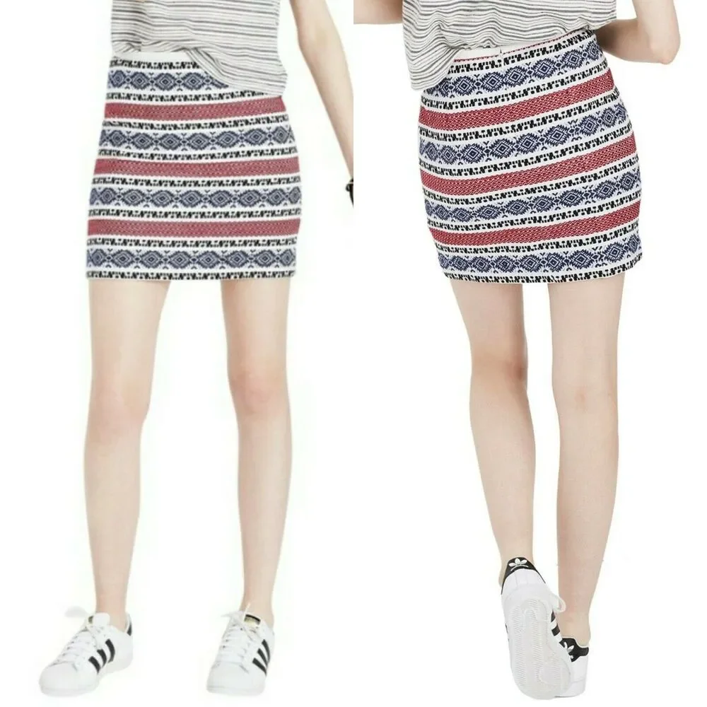 MADEWELL jacquard textured mini pencil skirt in Aztec eyelet white Size 12 NEW